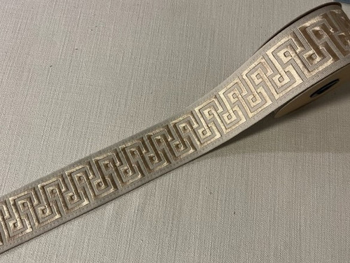 Beige 2 3/8" Woven Embroidery Trim Tape H-11216 Interior Design / Home Furnishing / Upholstery / Drapery / Pillow / Curtains