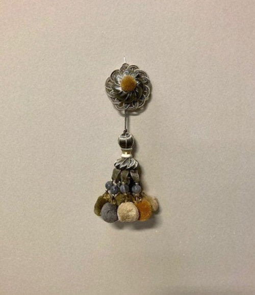 9 " Taupe Multi Round Medallion With Hanging Key Tassel