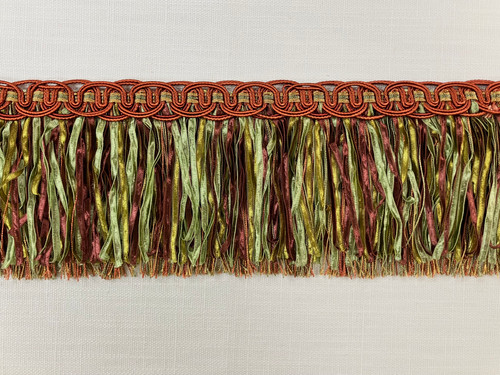 Rust, Green & Gold Gimp Header Ribbon Fringe 4.5" Width TF-17/35-12-17  Upholstery / Drapery / Interior Design  / Home Furnishing  