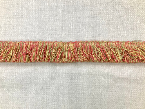 Coral, Yellow & Mint 1 3/8” Width Double Thickness 100% Linen Brush Fringe Trim BRF-5/22-17-11 Upholstery / Drapery / Interior Home Furnishing