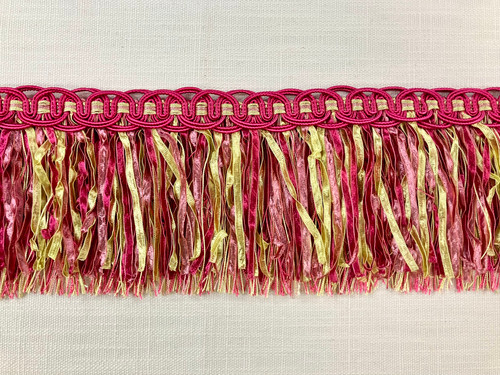 Hot Pink, Mauve & Green Gimp Header Ribbon Fringe 4.5" Width TF-17/20-13-25 Upholstery / Drapery / Home Furnishing / Interior Design