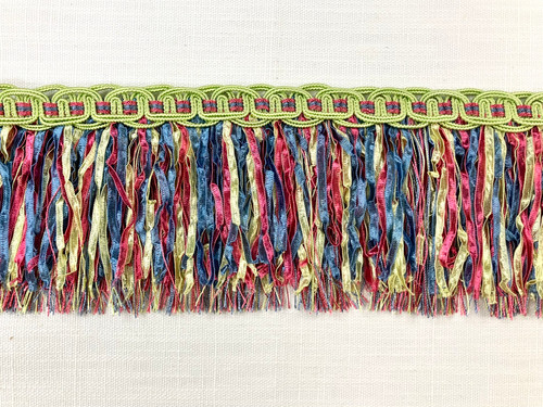 Mint, Hot Pink & French Blue Gimp Header Ribbon Fringe 4.5" Width TF-17/13-20-41 Upholstery / Interior Design / Home Furnishings