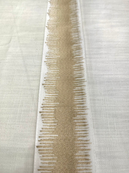 White & Sand 3.25" Width Woven Embroidery Trim Tape H-014/1-3 Upholstery / Drapery / Interior Design / Home Furnishing