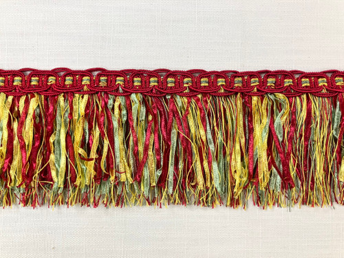Red, Gold & Green Gimp Header Ribbon Fringe 4.5" Width TF-17/30-12-17 Upholstery / Drapery / Interior Design / Home Furnishing