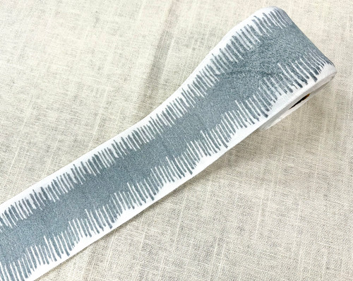White & Silver  Woven Embroidery Trim Tape 3.25" Width H-014/1-50 Upholstery / Drapery / Interior Design / Home Furnishing