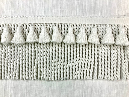 White Linen Bullion Tassel Fringe Trim 6" Width BTF-1-L/1 upholstery / Drapery / Interior Design / Home Furnishing 