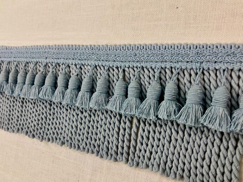 French Blue Linen Bullion Fringe Trim 6" Width BTF-1-L/41 upholstery / Drapery / Interior Design / Home Furnishing