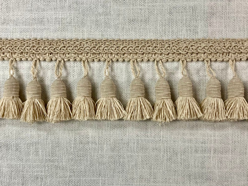 Natural Faux Silk Raffia Nubby Acorn Tassel Fringe 3" Width Trim TF-87/3 Upholstery / Drapery / Interior Design / Home Furnishing / Furniture Accents / Luxury Decorative Fringe