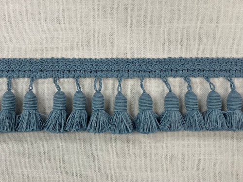 French Blue Faux Silk Raffia Nubby Acorn Tassel Fringe 3" Width Trim TF-87/41 Upholstery / Drapery / Interior Design / Home Furnishing / Furniture Accents / Luxury Decorative Fringe