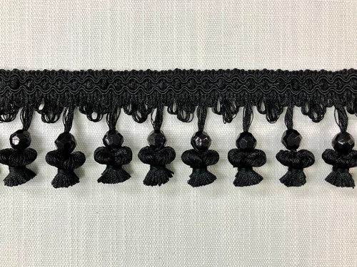 Solid Black Handmade Onion Tassel Fringe Trim 3" Width TF-20/47  Home Furnishing / Interior Design 