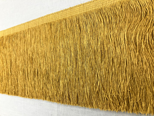 Bamboo Gold Faux Silk Raffia Tassel Fringe 10" Width Trim TF-89/12 Upholstery / Drapery / Interior Design / Home Furnishing / Furniture Accents / Luxury Decorative Fringe