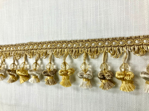 Antique Gold & Taupe Handmade Tassel Fringe Trim 3" Width TF-20/12-4  Home Furnishing / Interior Design 