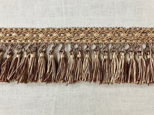 Light Brown & Beige Turkish Tassel Fringe Trim 3.75" Width TF-31/3-6-2  Upholstery / Drapery / Interior Design / Home Furnishing