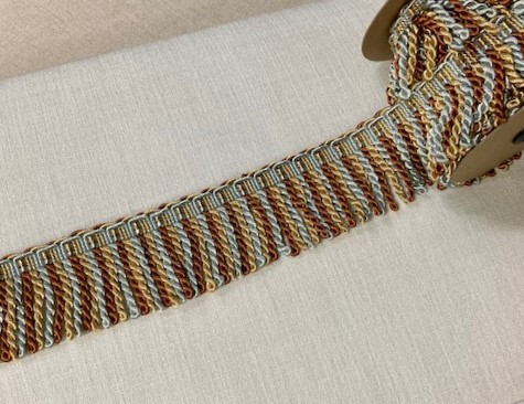 2.5" BULLION FRINGE-1/40-35-3        light BLUE,RUST & BEIGE 