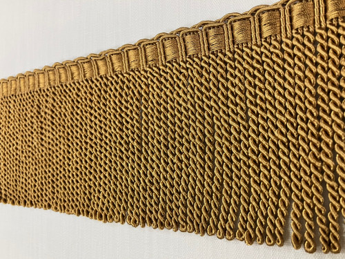 Dark Antique Gold BULLION FRINGE Trim 9" Width BUF-9/12-17 With Elegant Gimp Header / Upholstery / Drapery / Interior Design