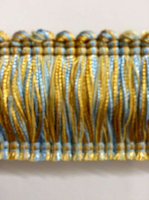 LIGHT BLUE & GOLD BRUSH FRINGE 1.5" WIDTH BRF-1/38-11  