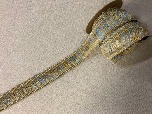 LIGHT BLUE & GOLD BRUSH FRINGE 1.5" WIDTH BRF-1/38-11  