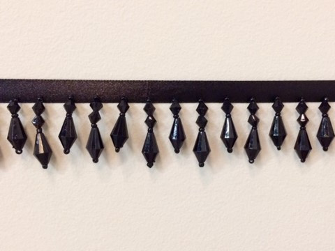 1.5" CRYSTAL BEADED FRINGE-3/47      BLACK