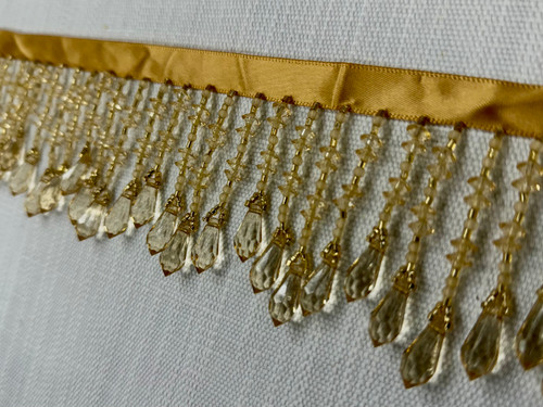 Dark Gold Crystal Beaded Fringe Trim 2.75" Width CBF-19/11 Upholstery / Drapery / Interior Design / Home Furnishing