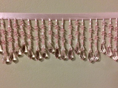 Light Pink 2.75" Width CRYSTAL BEADED FRINGE Trim CBF-19/18 Upholstery / Interior Design / Home Furnishing