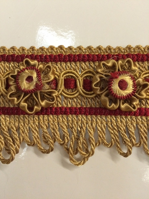 Gold & Cranberry 2" Louis XVI GImp Header H-26/12-33 Handmade Metal Doilies Wrapped Doilies