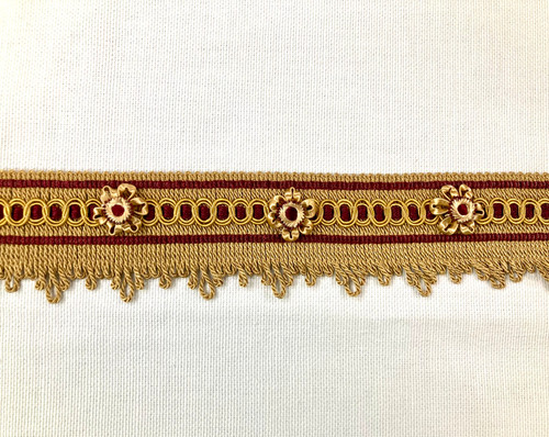 Gold & Cranberry 2" Louis XVI GImp Header H-26/12-33 Handmade Metal Doilies Wrapped Doilies