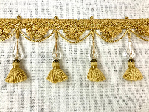 ANTIQUE GOLD TASSEL FRINGE TRIM 4.5" WIDTH TF-44/12 Upholstery / Drapery 