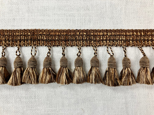 Brown & Beige TASSEL FRINGE Trim 3" Width TF-53/8-3 36 Handmade Tassels Per  Yard Upholstery  / Drapery / Bedding / Interior Design             