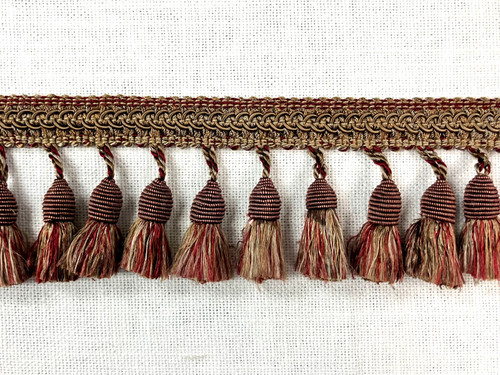 Cranberry & Brown TASSEL FRINGE Trim 3" Width TF-53/8-33   36 Handmade Tassels Per Yard