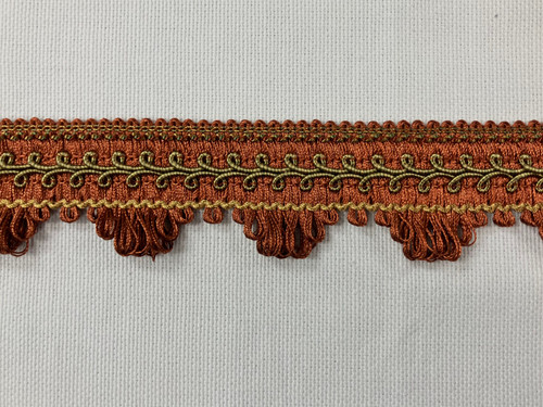 Rust, Gold & Green GIMP HEADER With Ruffled Bottom 1.75" Width H-58/35-12-17 Upholstery / Drapery     