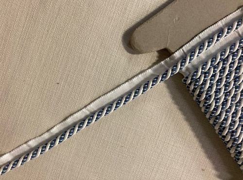 3/8" LINEN  ROUND CORD EDGE CE-2-L/2-55   100% LINEN Winter White & French Blue 