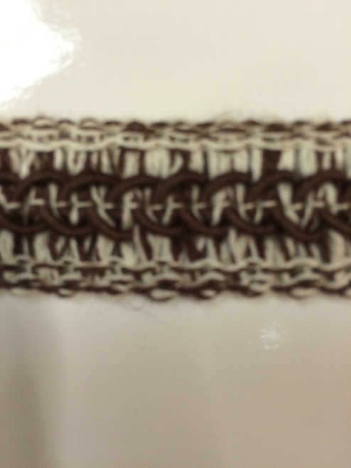 7/8" LINEN GIMP HEADER-59-L/2-8          WHITE & BROWN 