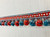White, Red & Turquoise 100% Cotton Tassel Fringe Trim 2" Width TF-19/1-30-44 Upholstery / Drapery / Interior Design 
