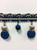 Navy & Beige Fancy French Tassel Fringe Trim With Lucite Disks 2.5" Width TF-66/46-4  Upholstery / Drapery / Interior Design 