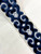 Cream & Navy Velvet Woven Embroidery Trim Tape 3.5" Width H-1106/14 Upholstery / Drapery / Interior Design / Home Furnishing 