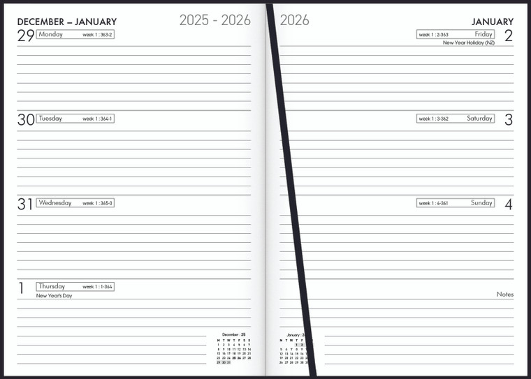 2026 A53 WEEK TO VIEW DIARY (BLACK)