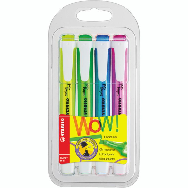 STABILO SWING HIGHLIGHTER, PKT 4