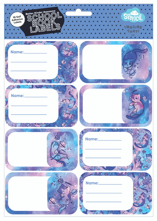 SPENCIL 16 BOOK LABELS - CAT-A-COSMIC