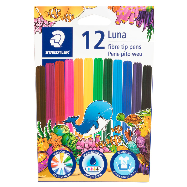 STAEDTLER LUNA FIBRE TIP FELT PENS, SET 12