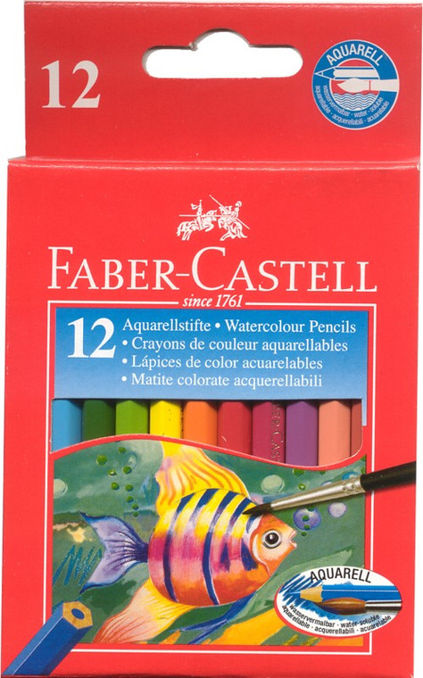 FABER CASTELL WATERCOLOUR PENCILS HALF SIZE, PKT 12