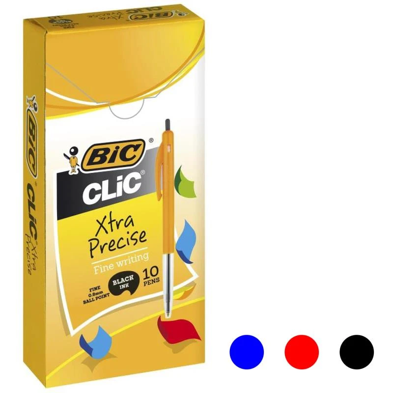 BIC CLIC FINE BALLPOINT PENS BOX 10