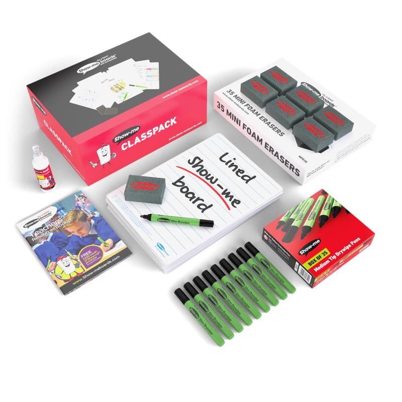 LINED SHOW-ME-BOARDS, CLASSPACK OF 35