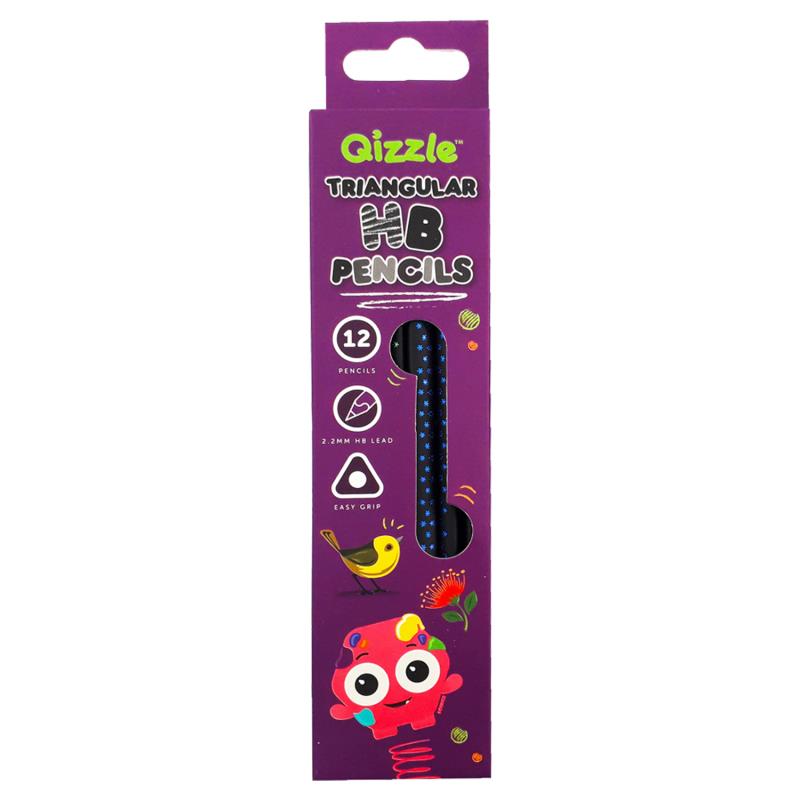 QIZZLE TRI-GRIP HB PENCIL, PKT 12 QIZZLE TRI-GRIP HB PENCIL, PKT 12