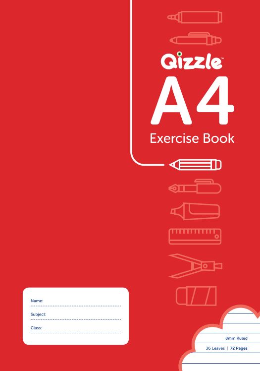 A4 8MM RULED QIZZLE EXERCISE BOOK