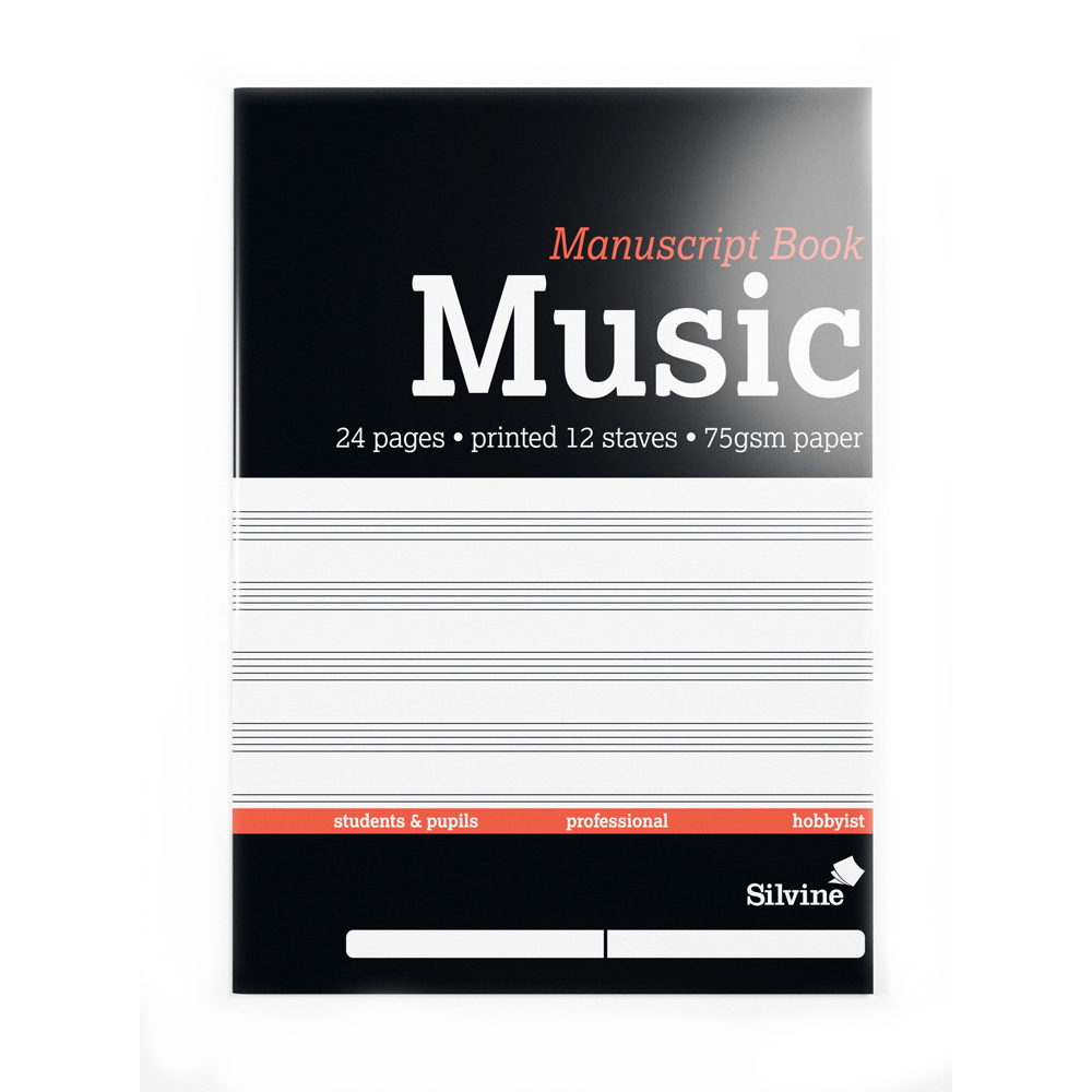 SILVINE MUSIC MANUSCRIPT BOOK A4 24 PAGES 12 STAVE