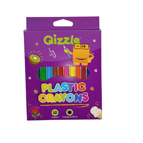 QIZZLE PLASTIC CRAYONS, PKT 12
