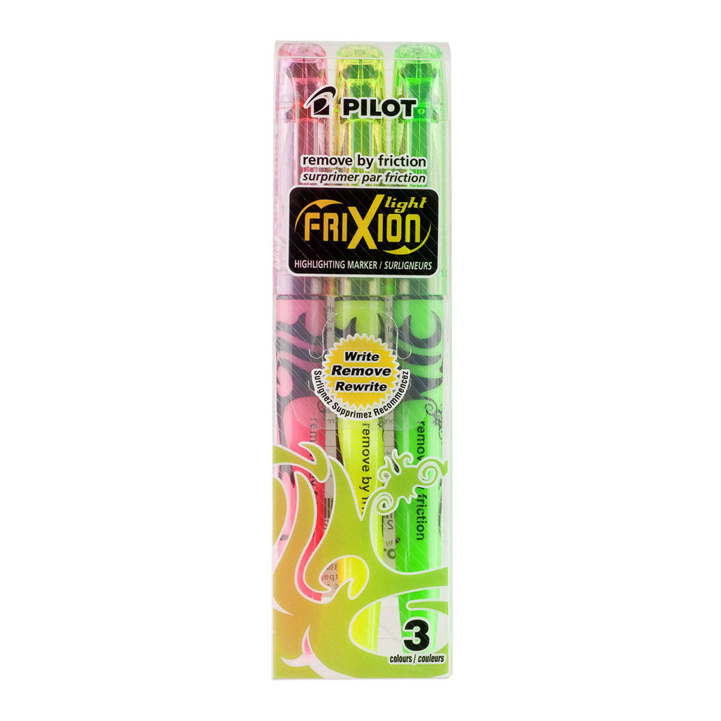 PILOT FRIXION ERASABLE HIGHLIGHTER, PKT 3 (ASSORTED)