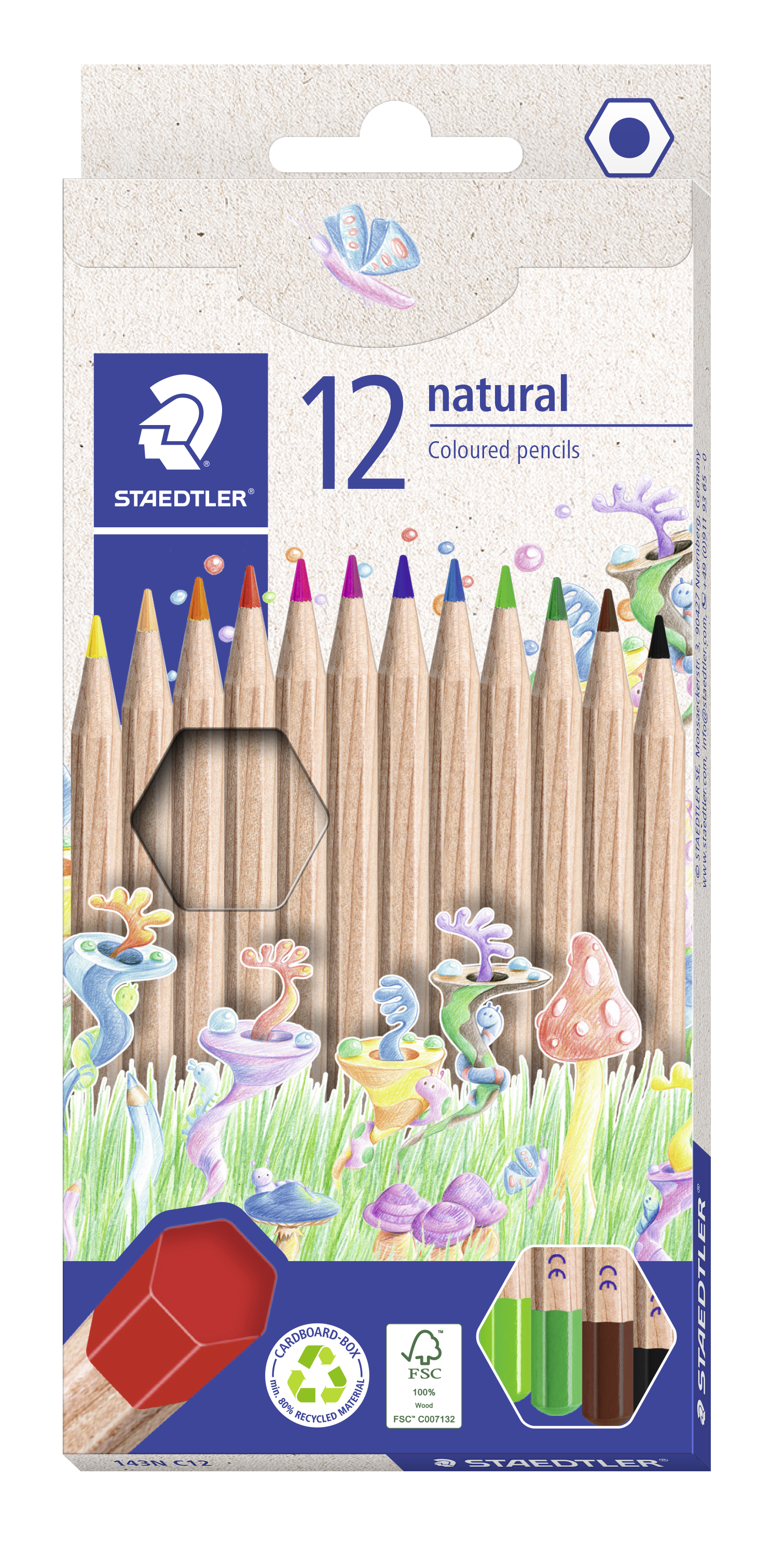 STAEDTLER NATURAL COLOURING PENCILS, PKT 12