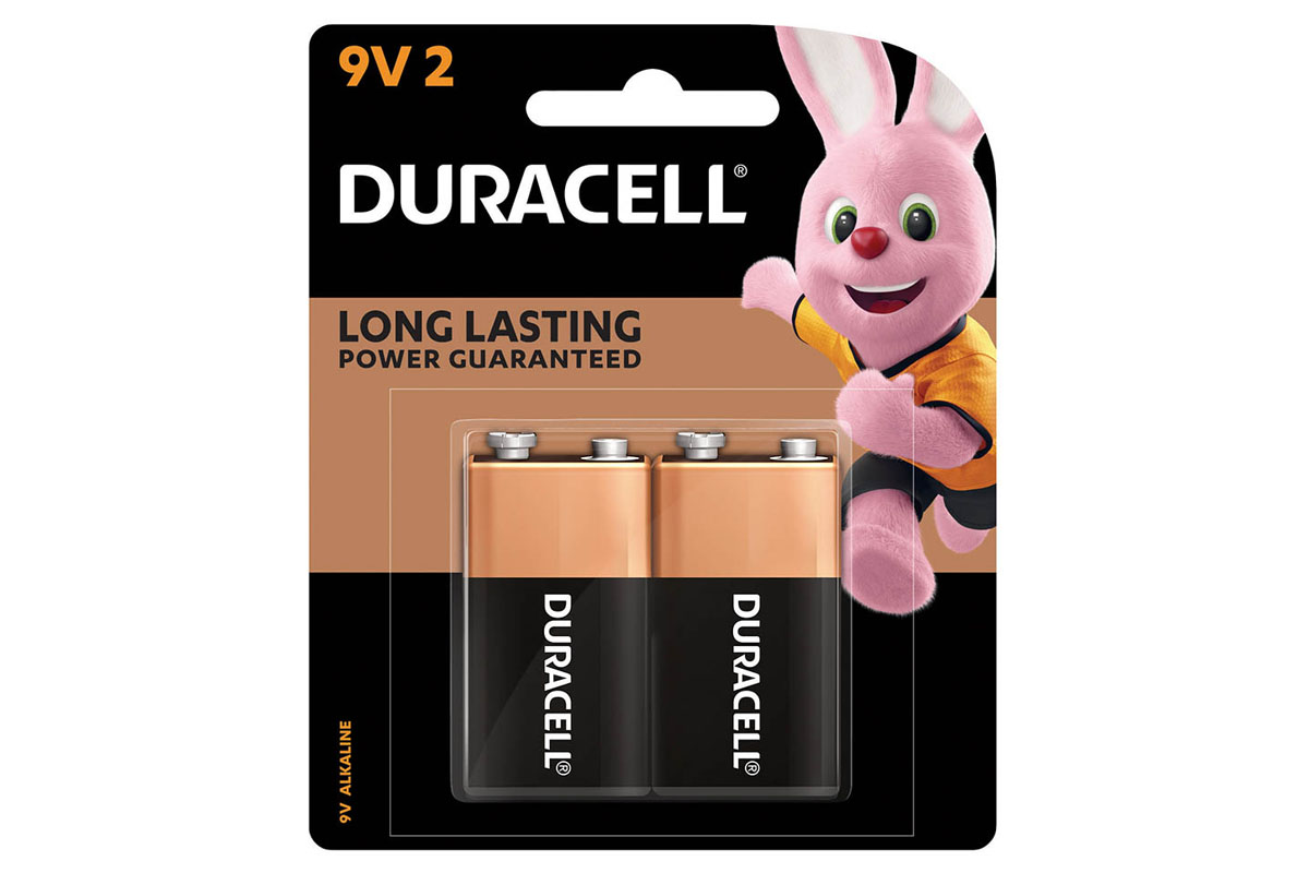 DURACELL ALKALINE 9V BATTERIES, PKT 2