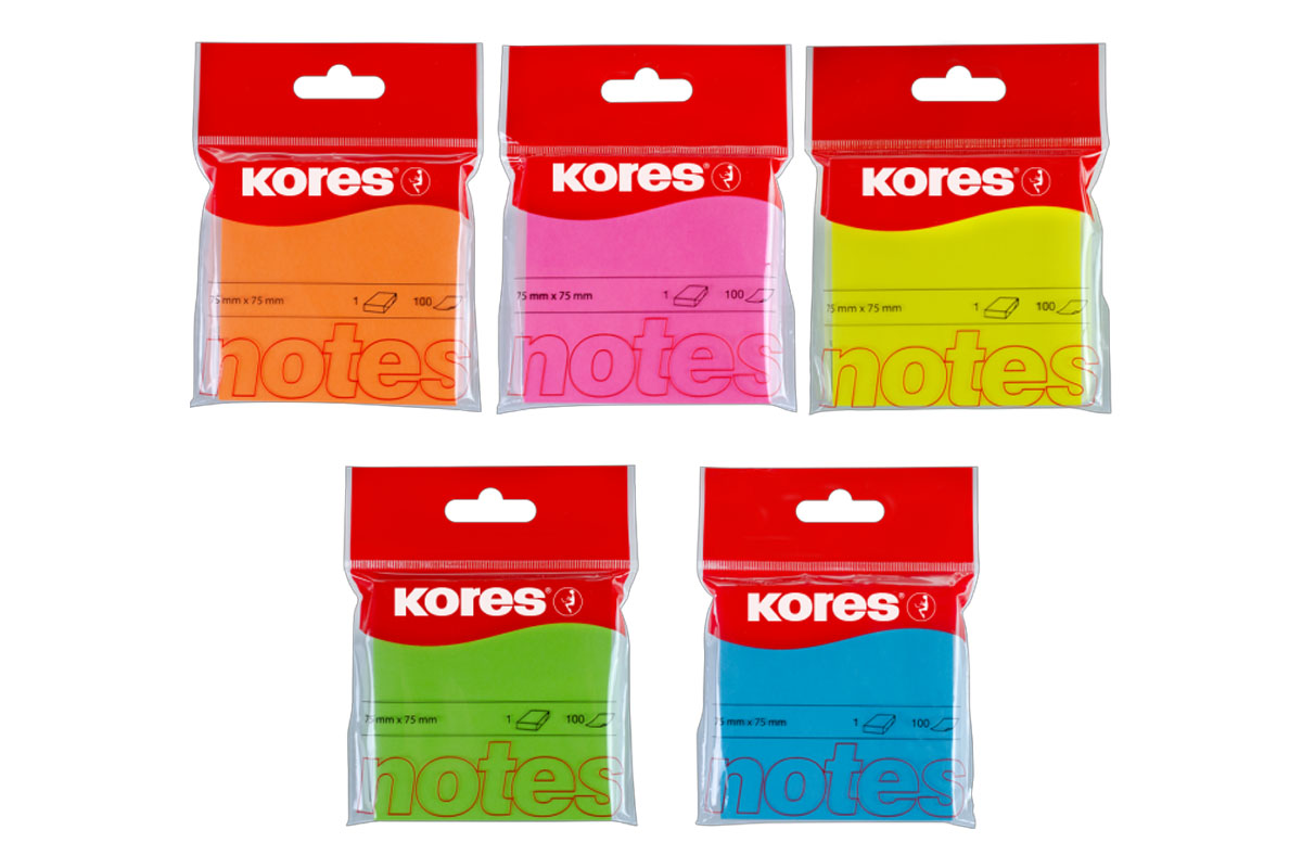 KORES NEON STICKY NOTES - 75MM X 75MM